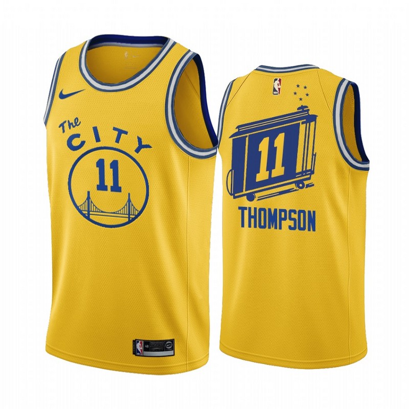 Men Golden State Warriors #11 Thompson yellow Game new Nike NBA Jerseys 2->golden state warriors->NBA Jersey